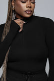 Black Long-Sleeve Bodysuit for Tall Women