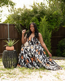 Tall Woman Abstract Printed Maxi Dress