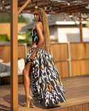 Tall Woman Abstract Printed Maxi Dress