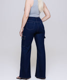 Tall Women Dark Denim Cargo Jeans