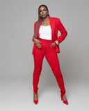 Red Tall Suit Jogger Pants
