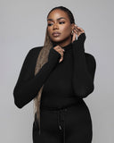 Black Long-Sleeve Bodysuit for Tall Women