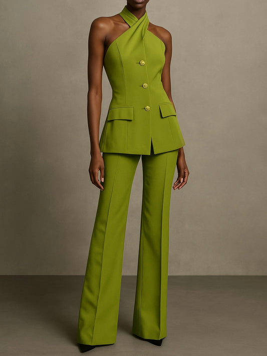 Tall Women Halter Green Suit - Top