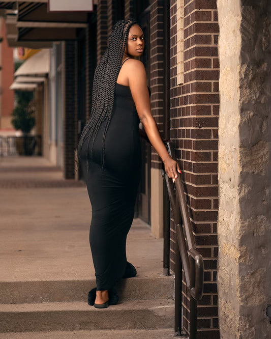 TALL BLACK LOUNGE MAXI BODYCON DRESS