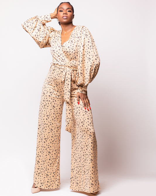 Tall Tan Animal Printed Jumpsuit (FINAL SALE)
