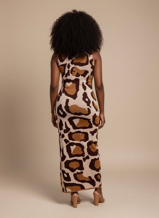 Tall Women Jacquard Knit Leopard Dress