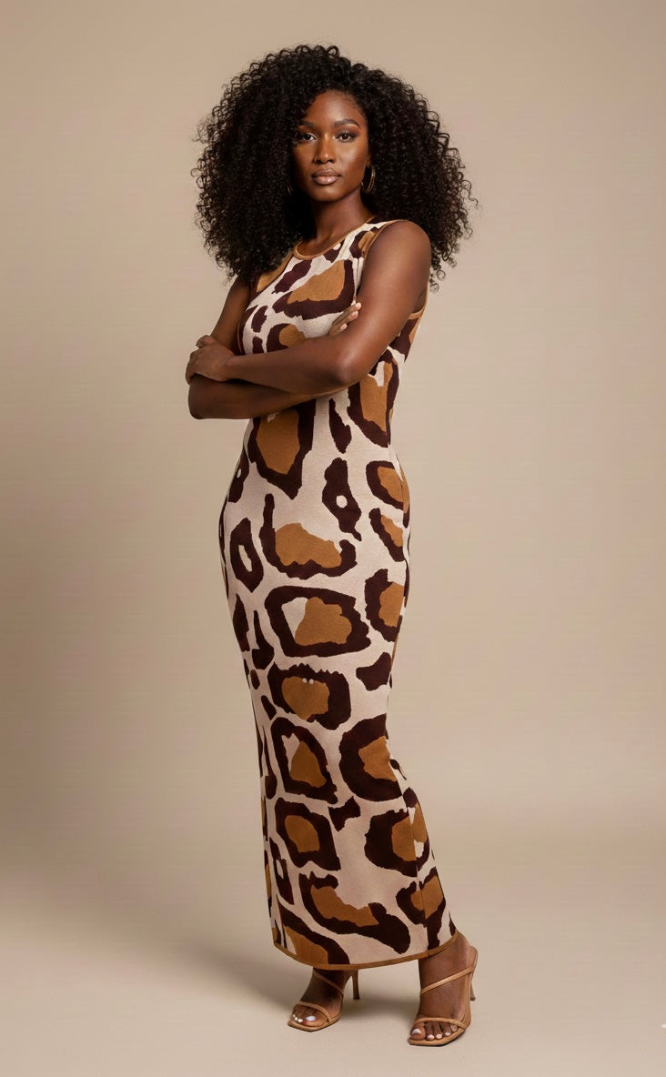 Tall Women Jacquard Knit Leopard Dress for tall women – product image