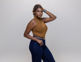 Brown Long Torso Ribbed Knit Bodysuit