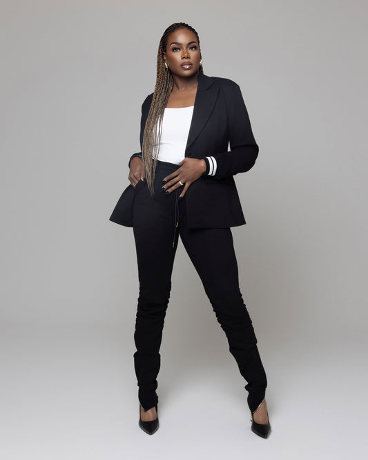 Black Tall Jogger Suit Jacket