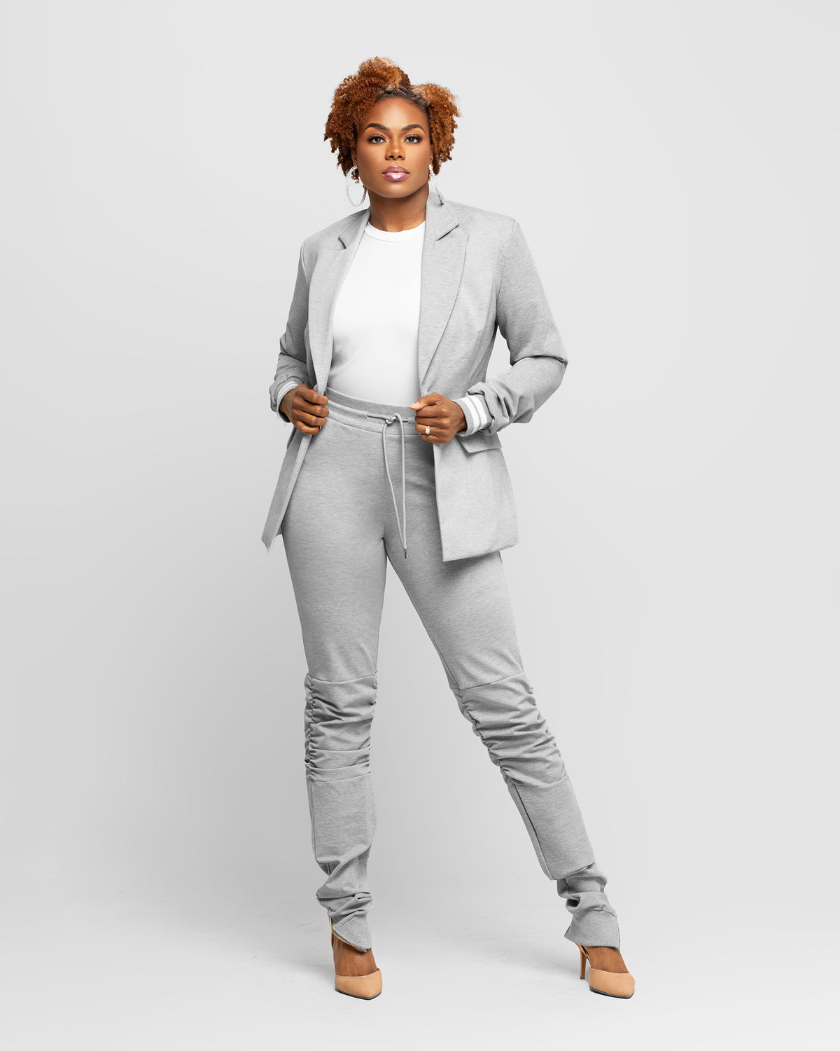 Grey Tall Suit Jogger Pants for Tall Women Grey Tall Suit Jogger Pants for Tall Women