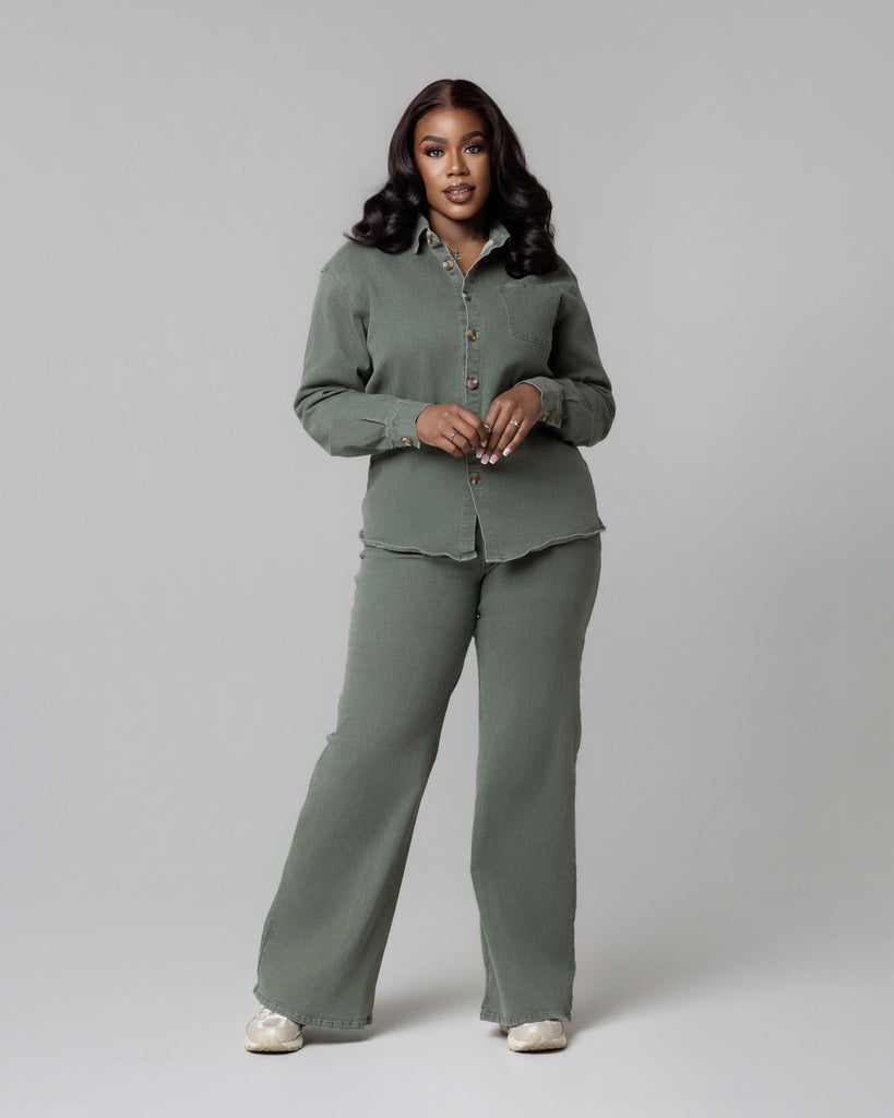 Tall Olive Green Denim Pants – TJL Collection