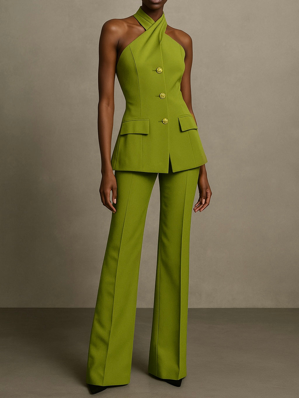 Tall Women Halter Green Suit - Top