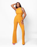 Caramel Tall Two Piece Asymmetrical Ribbed Knit Set (FINAL SALE)