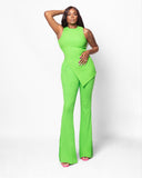 Green Tall Ribbed Knit Two-Piece Set