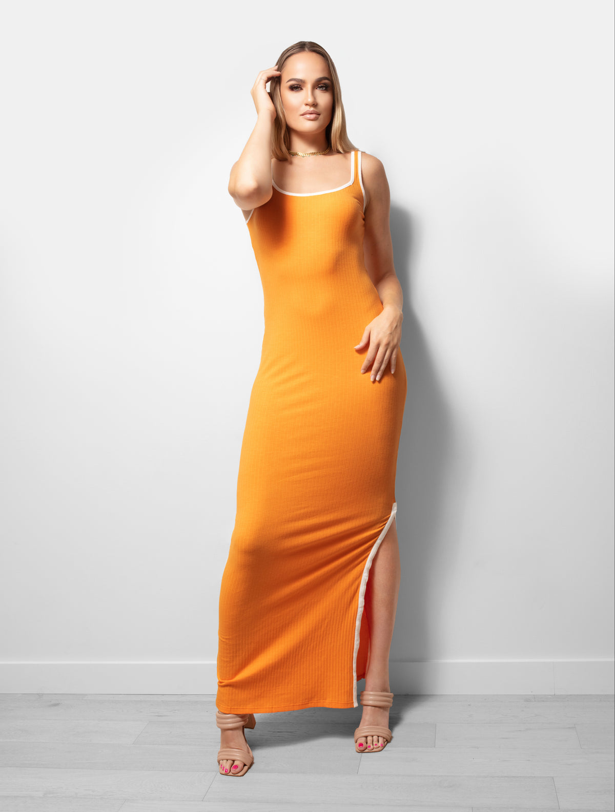 Tall Orange Ribbed Knit Maxi for Tall Women | TJL Collection Tall Orange Ribbed Knit Maxi for Tall Women | TJL Collection