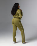 Olive Essential Track Top for tall women back view