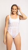 Tall White Mesh bodysuit (FINAL SALE )