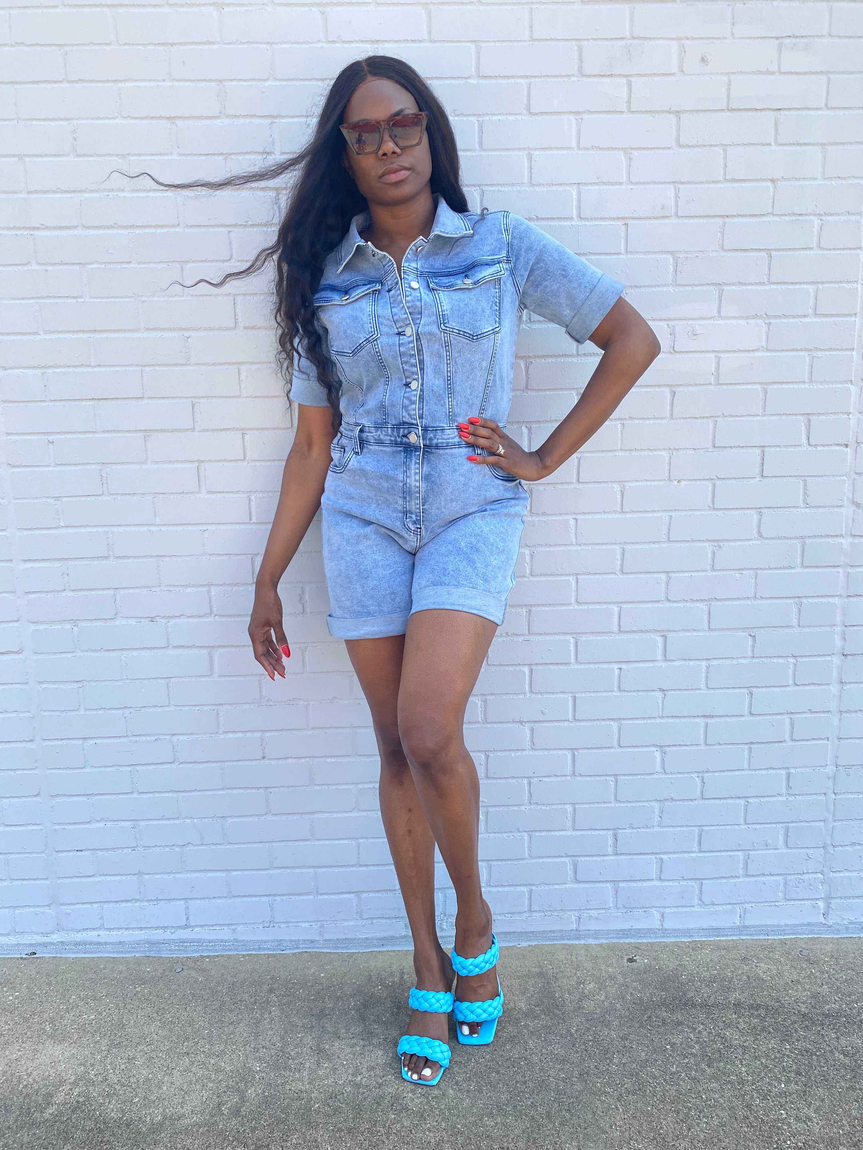 Tall Denim Romper TJL Collection